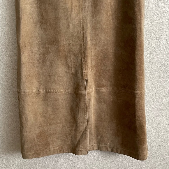 Eddie Bauer Vintage Suede Genuine Leather Tan Maxi Skirt Size 12 - Picture 7 of 15